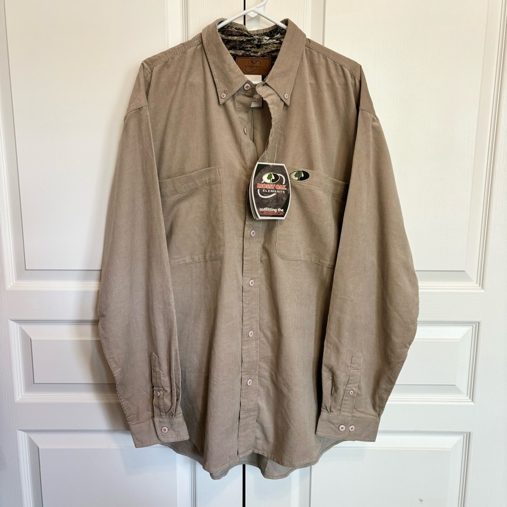 NEW Mossy Oak Apparel Elements Cord Corduroy Button Shirt Long Sleeve Mens XL